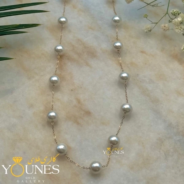 گردنبند زنجیری مرواریدی طلا